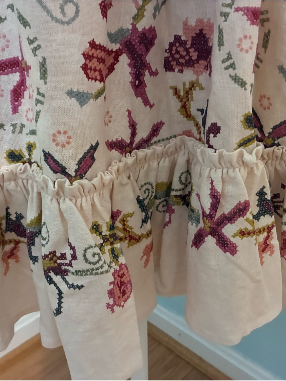 Caroline Constas Cream Mini Dress with Multicolor Floral Embroidery - Picture 8 of 9